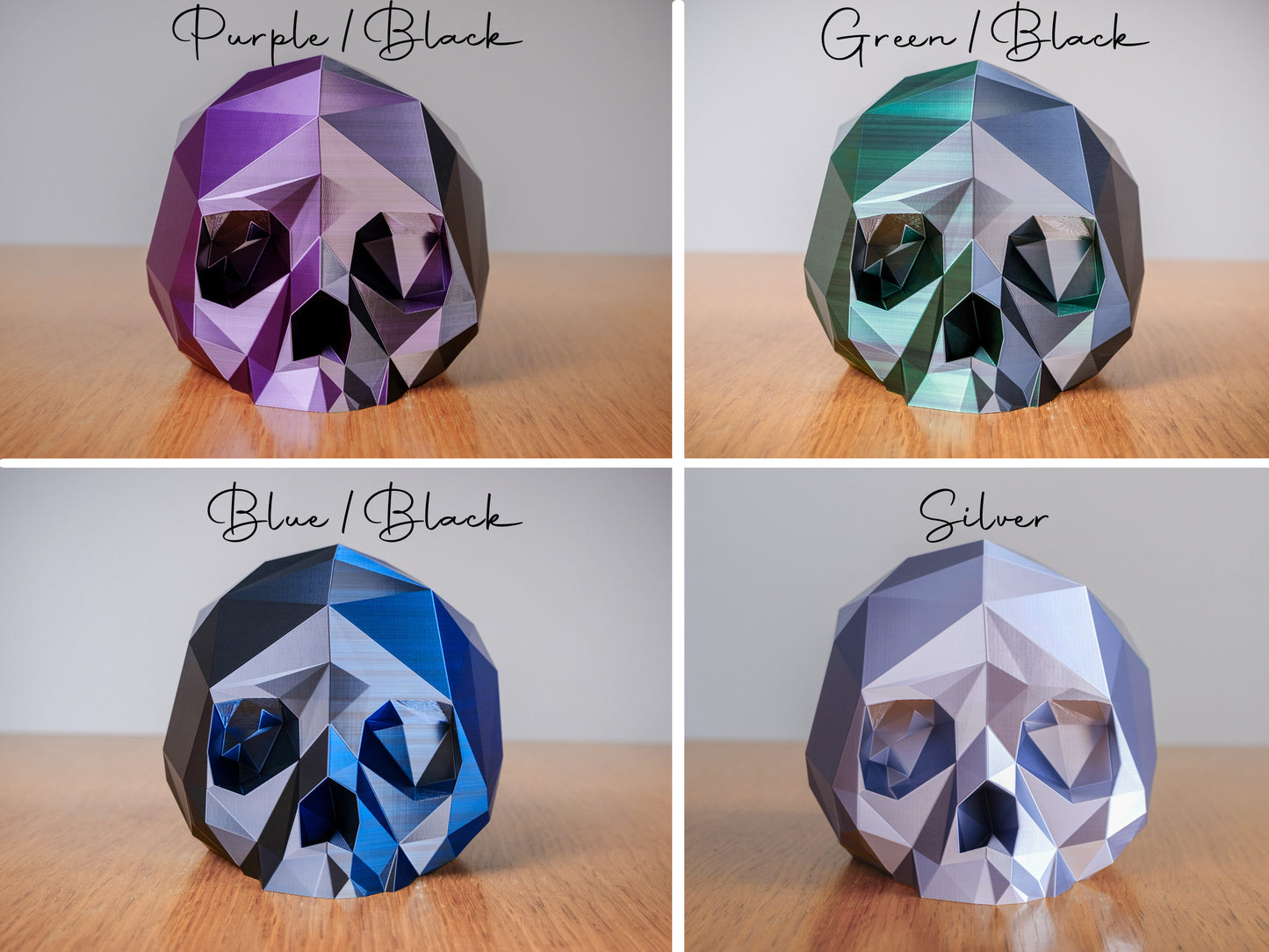 Skull Hat Display Stand | Low Poly 3D Printed Skull with LED RGB Base