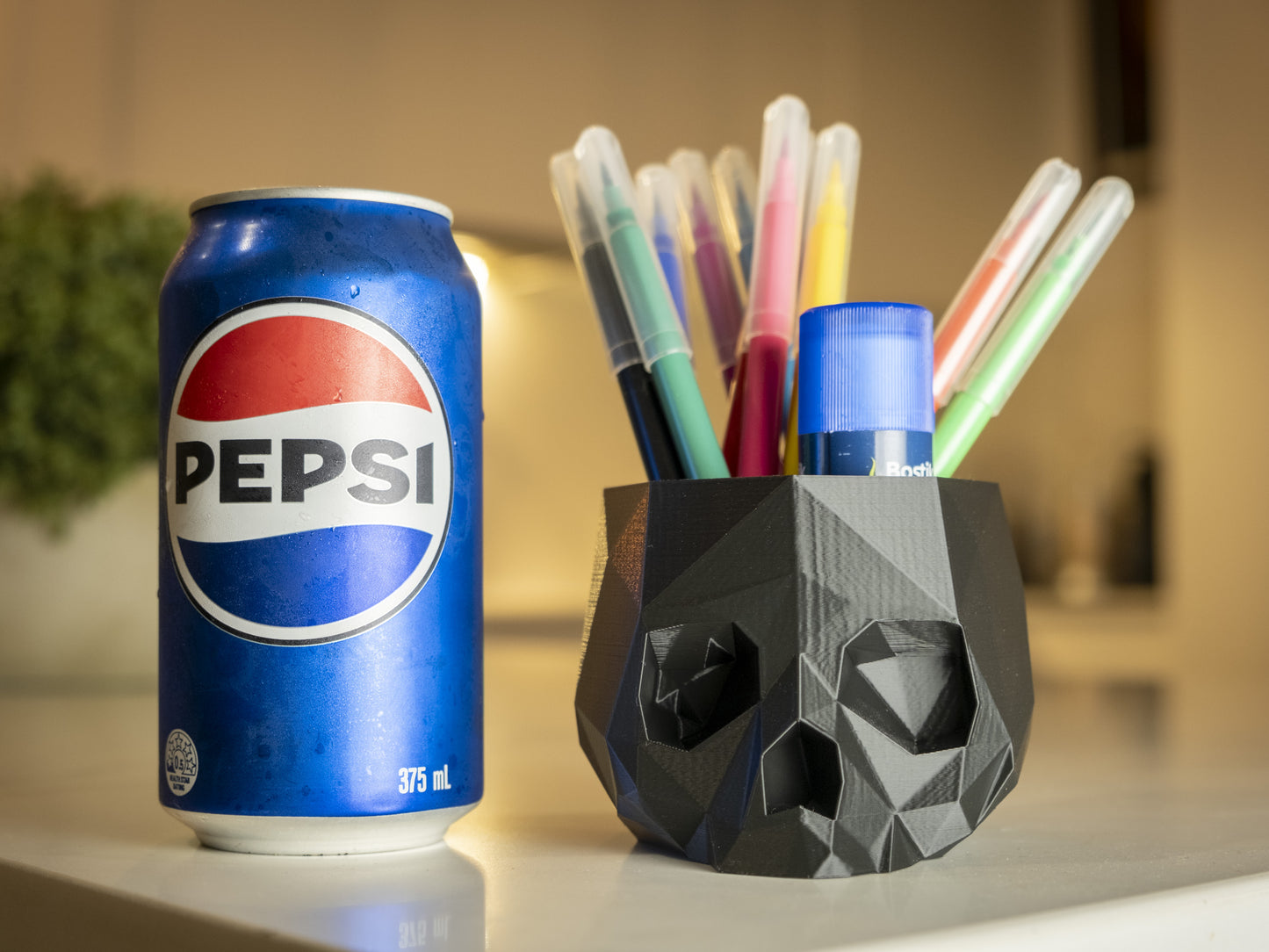 Low Polly Skull Pen/Pencil Holder | Desk Organiser